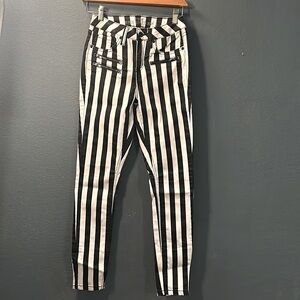 Black and white striped pants